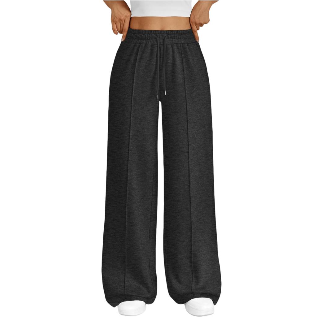 Fashion Women's High Waist Wide Leg Loose Casual Pants Trousers Women's Sports Pants Drawstring Women