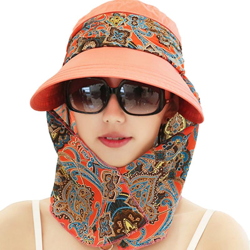 Женская шляпа от солнца, защитная кепка для лица и шеи, дышащая складная съемная шляпа для девушек