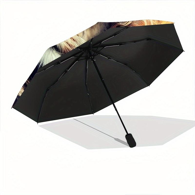 1pc Lion's Crown Amidst Celestial Flames Automatic Opening and Closing Umbrella, Lightweight 3-Fold, With Cute Cartoon Characters, Suitable for H