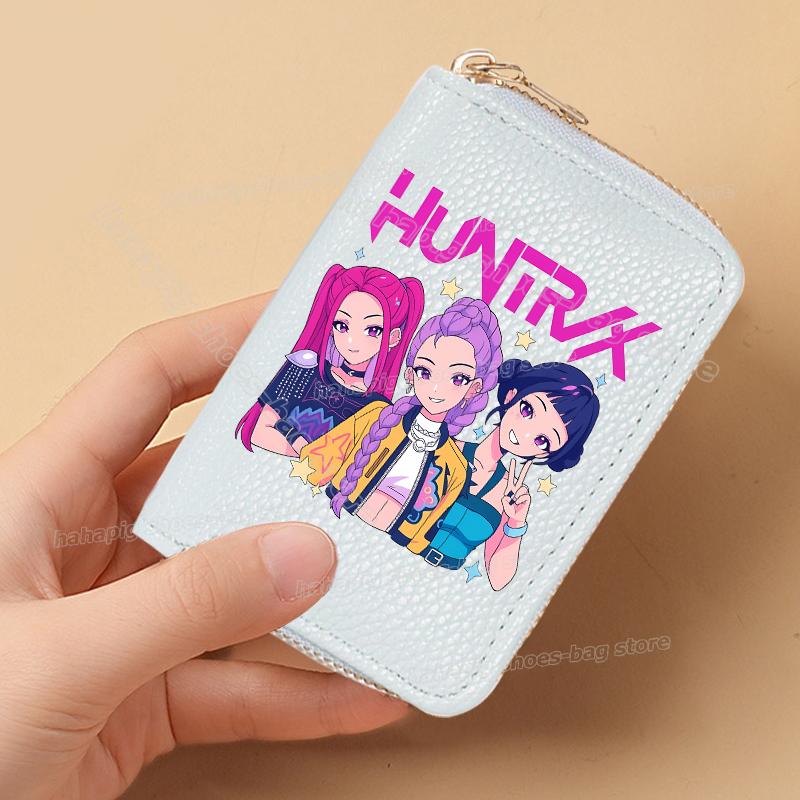 Идеальные K-Pop Охотники на Демонов Женские Короткие Кошельки Искусственная Кожа Держатель для Кредитных Карт Многослотовый Маленький Кошелек на Молнии Женский Клатч Кошелек для Мелочи