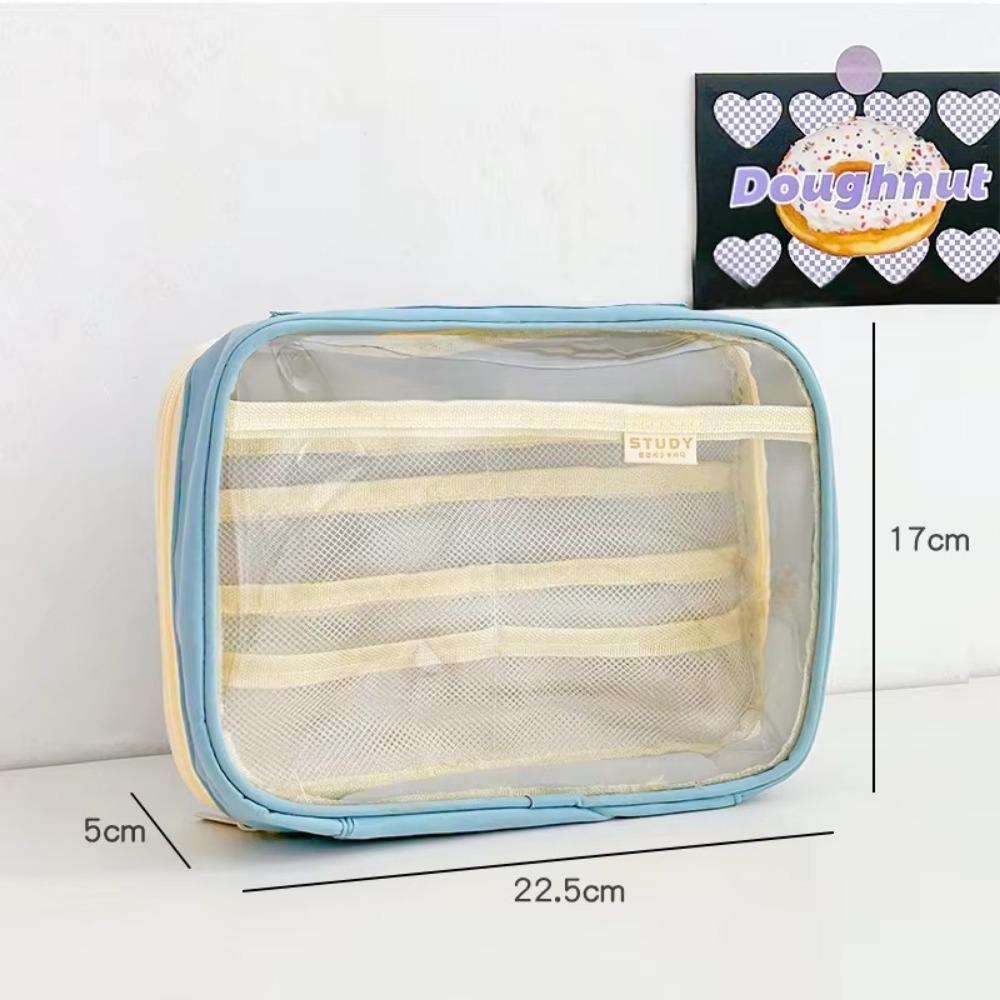 Transparent Storage Bag Multifunction Student Stationery Fashion Pencil Case  Cosmetic Organizer