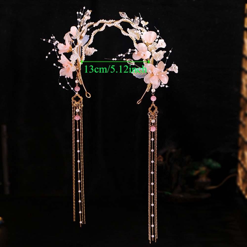 Crystal Hanfu Tassel Hair Hoop Beads Swaying Fairy Headwear Chinese Ancient Hairband  Betrothal