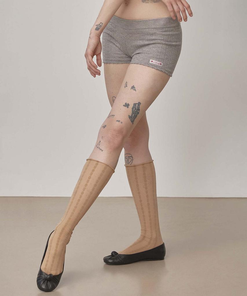 SCULPTOR Eyelet Knit Shorts Melange Gray