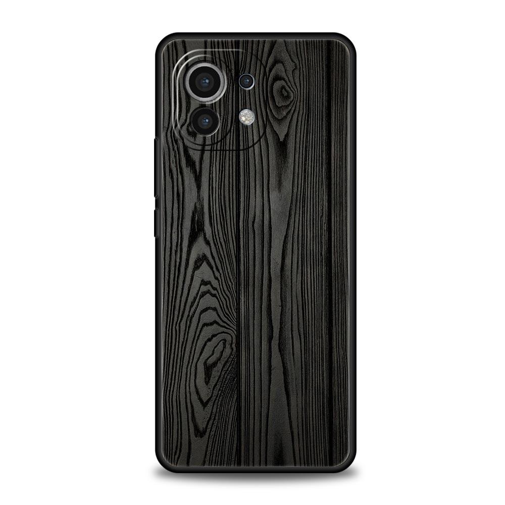 Резная деревянная чехол-накладка для телефона для Xiaomi Poco X3 NFC M3 M4 F4 X4 Pro 5G F3 GT Mi 12 11T 10 9T 10T Lite 11 Ultra Силиконовый Черный Чехол
