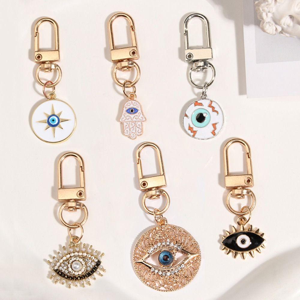 Sturdy Hamsa Hand Keyring Indelible Eye of Horus Keychain Evil Eye Keychain DIY Trinkets