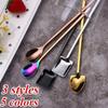 1Pcs 304 Stainless Steel Creative Coffee Spoon Stirring Spoons Bar New Pointed Ice Spoons Square Head Dessert Spoon