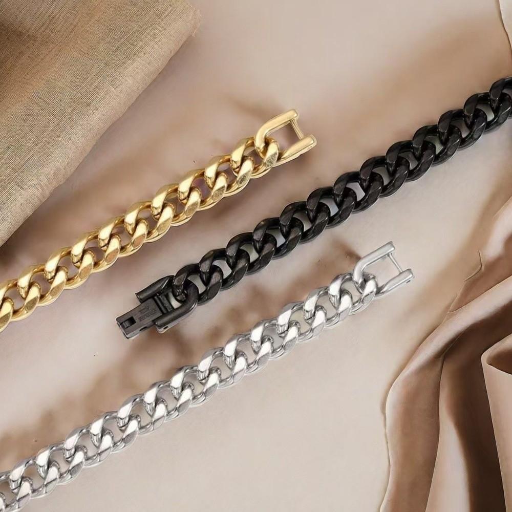 Elegant Cuban Chain Bracelets Buckle Steel Link Bracelet American Metal Hand Chains  Hip Hop