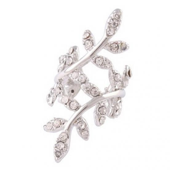 1 шт. женские серьги в стиле панк со стразами в виде листа, каффы, клипсы, гвоздики, ювелирные изделия с подвесками ADM