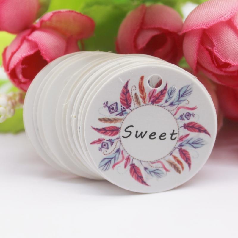 100 шт. белых подарочных бирок, новейшие круглые бирки диаметром 3 см, 300 г, картонные бирки, печенье, бирки с изображением любимых питомцев, хит продаж