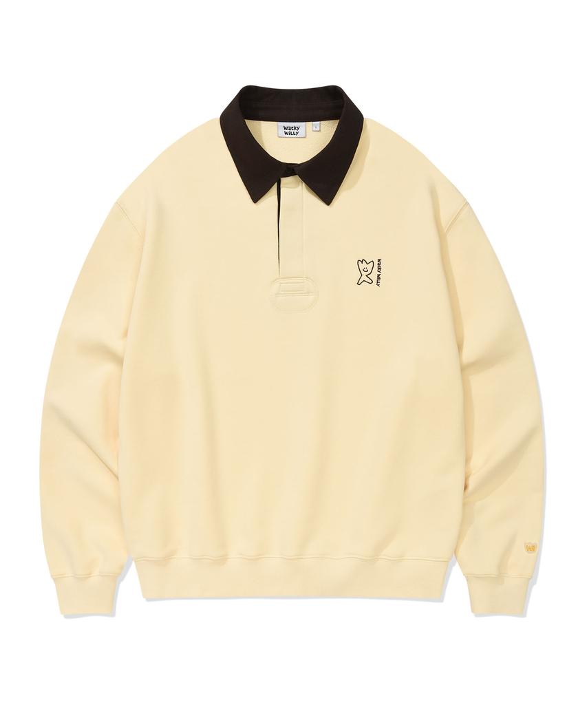 WACKY WILLY Collared Color Block Sweatshirt Yellow