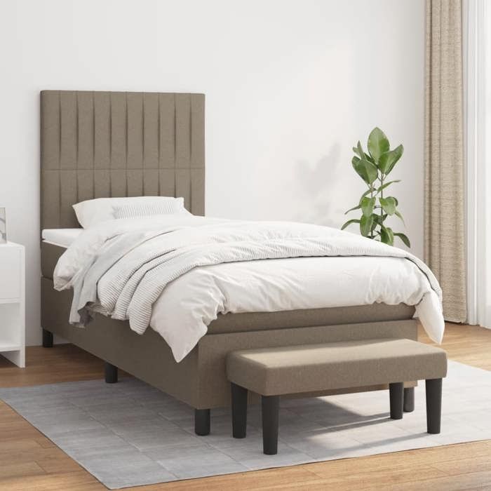 Maison Exclusive - Sommier à lattes de lit avec matelas Taupe 80x200 cm Tissu