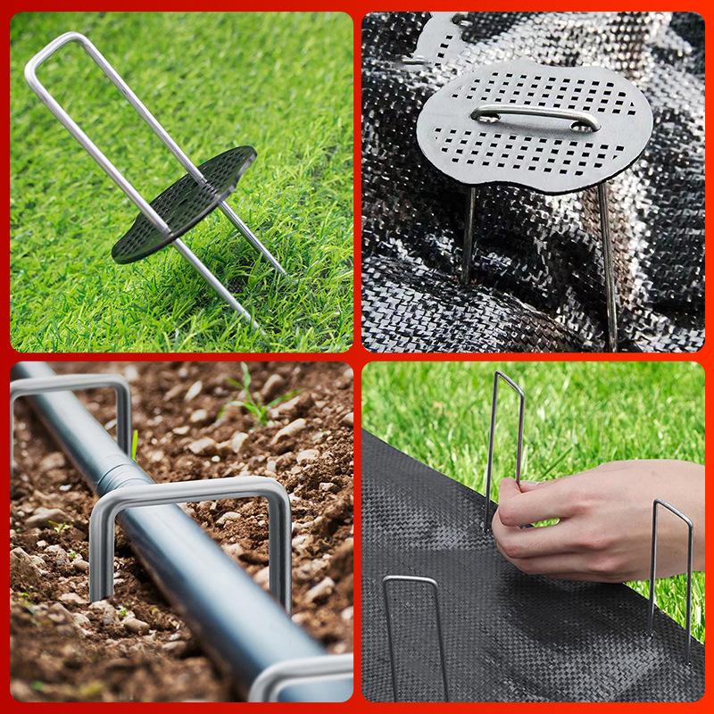 U-Shaped Metal Ground Nails for Gardening: Secure Lawn, Greenhouse, Weed Barrier, or Mulch Film with Durable Outdoor Horticulture Stakes.