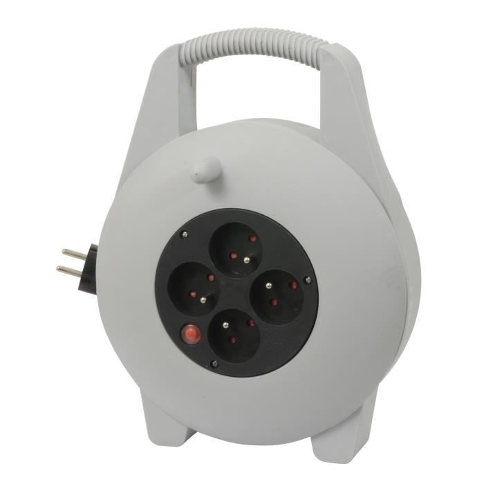 GEFOM Enrouleur électrique ménager 10 m 4 prises 16A+T