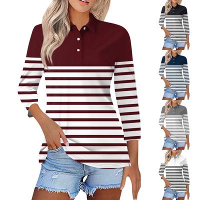 Женская модная повседневная рубашка с короткими рукавами 3/4 с лацканами и принтом, женские топы на пуговицах