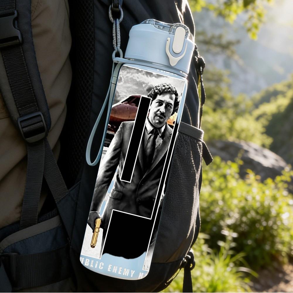 1PC Black Building Art A 750ml sports water bottle leakproof straw lid outdoor office home