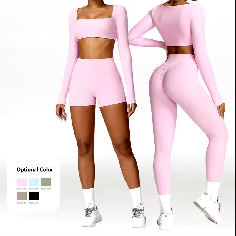 2 шт. костюм для йоги спортивный комплект женский быстросохнущий спортивный комплект женский спортивный костюм для бега тренировка спортивная рубашка с длинным рукавом одежда для йоги