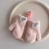 Candy Color Warm Snow Gloves Thick Plush Cold Resistant Gloves Baby Plush Gloves  Baby Boys Girls