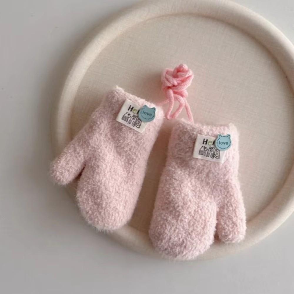 Candy Color Warm Snow Gloves Thick Plush Cold Resistant Gloves Baby Plush Gloves Baby Boys Girls