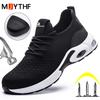 Fashion Air Cushion Safety Shoes For Men Anti-Smash Anti Puncture Work Shoes Steel Toe Cap Indestructible Shoes Light Comfort