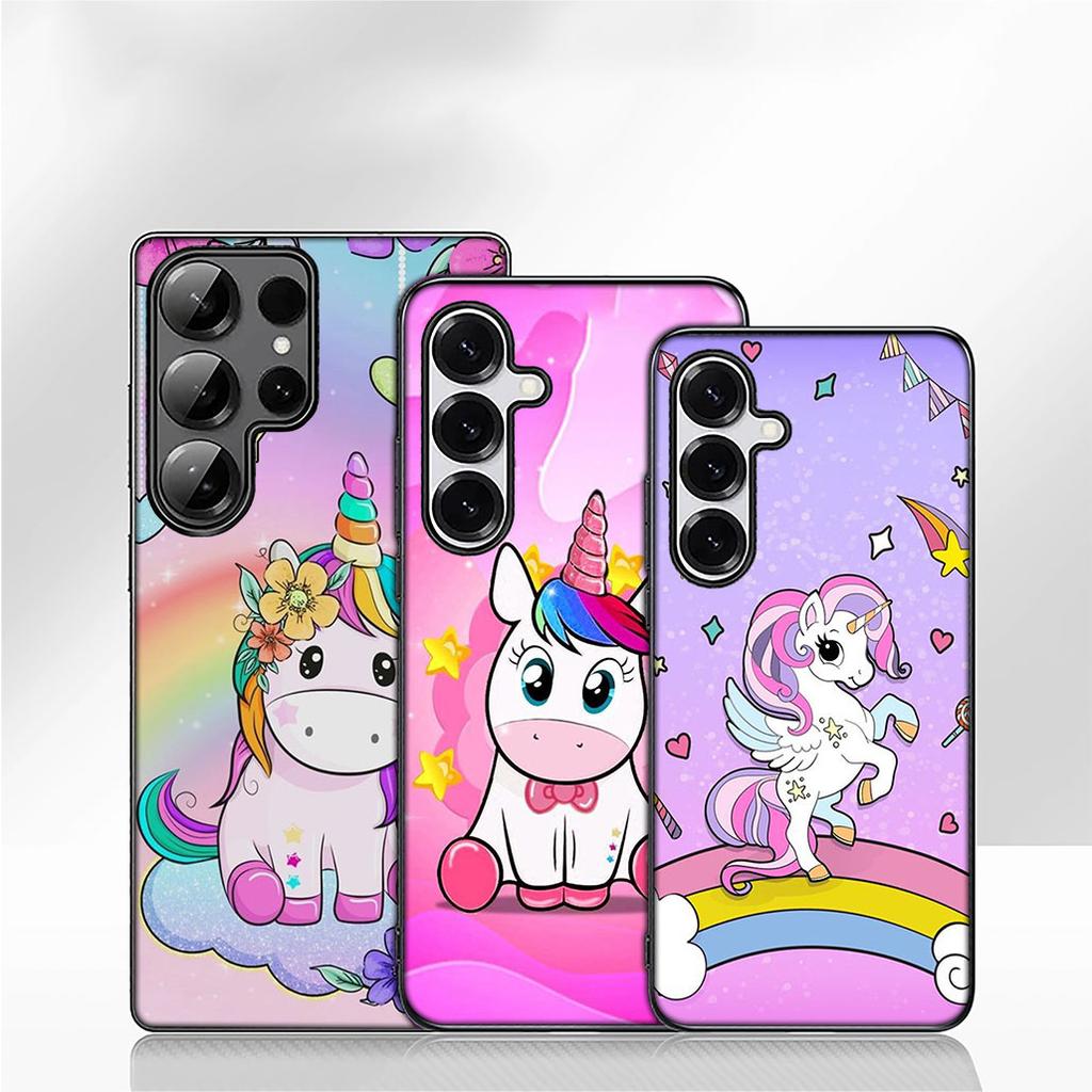Cute Pink Unicorns Rainbow Cover Phone Case for Apple iPhone 17 16 15 11 Pro XS Max XR 6 7 8 Plus + SE 2020 5 16E