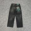 Jeans High Street Embroidery Trendy Casual Straight Leg