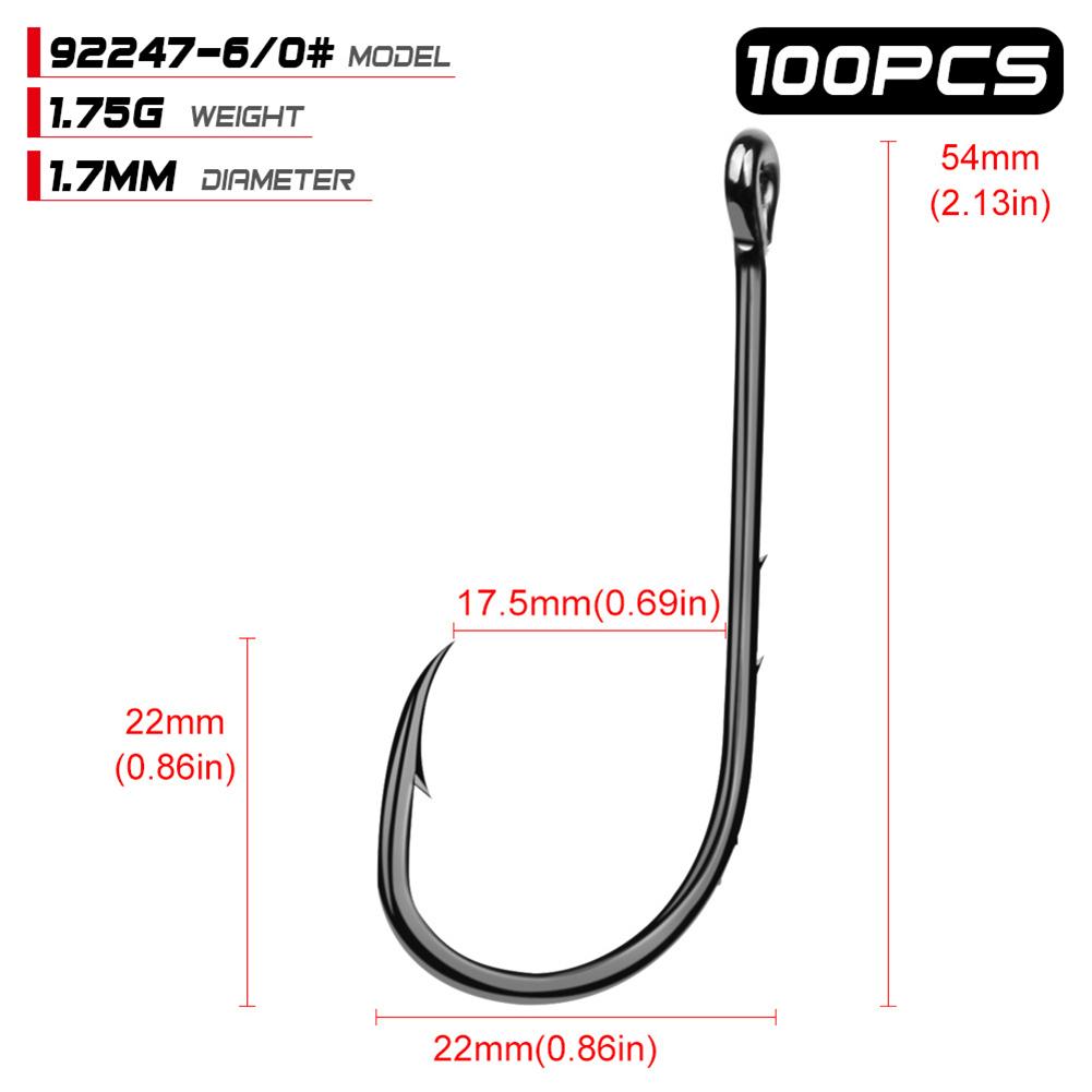 100pcs High Carbon Steel 1#-6/0# Fishing Hook Single Barbed Hook Fishing Accessories