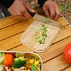 Stainless Steel Bento Lunch Box Metal Containers Wood Lid with 3Pcs Cutlery Set Lunch Box for