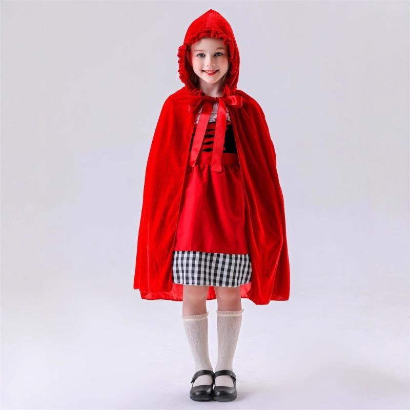 New Little Red Riding Hood Fairy Tale Little Red Riding Hood and the Big Bad Wolf Play Costume Red Dress Hooded Cloak