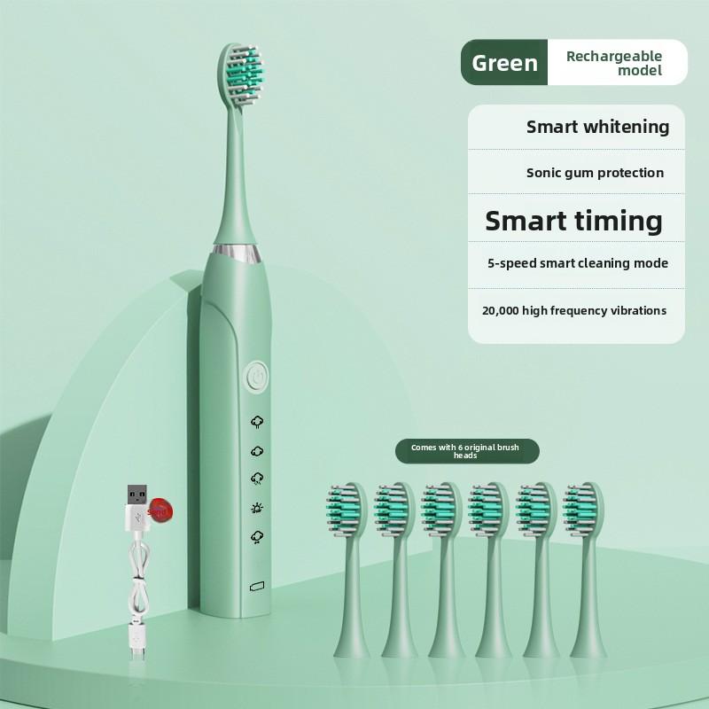 Вибрирующая зубная щетка с мягкой щетиной и ирригатор, Перезаряжаемая автоматическая ультразвуковая электрическая зубная щетка для взрослых и домашнего использования