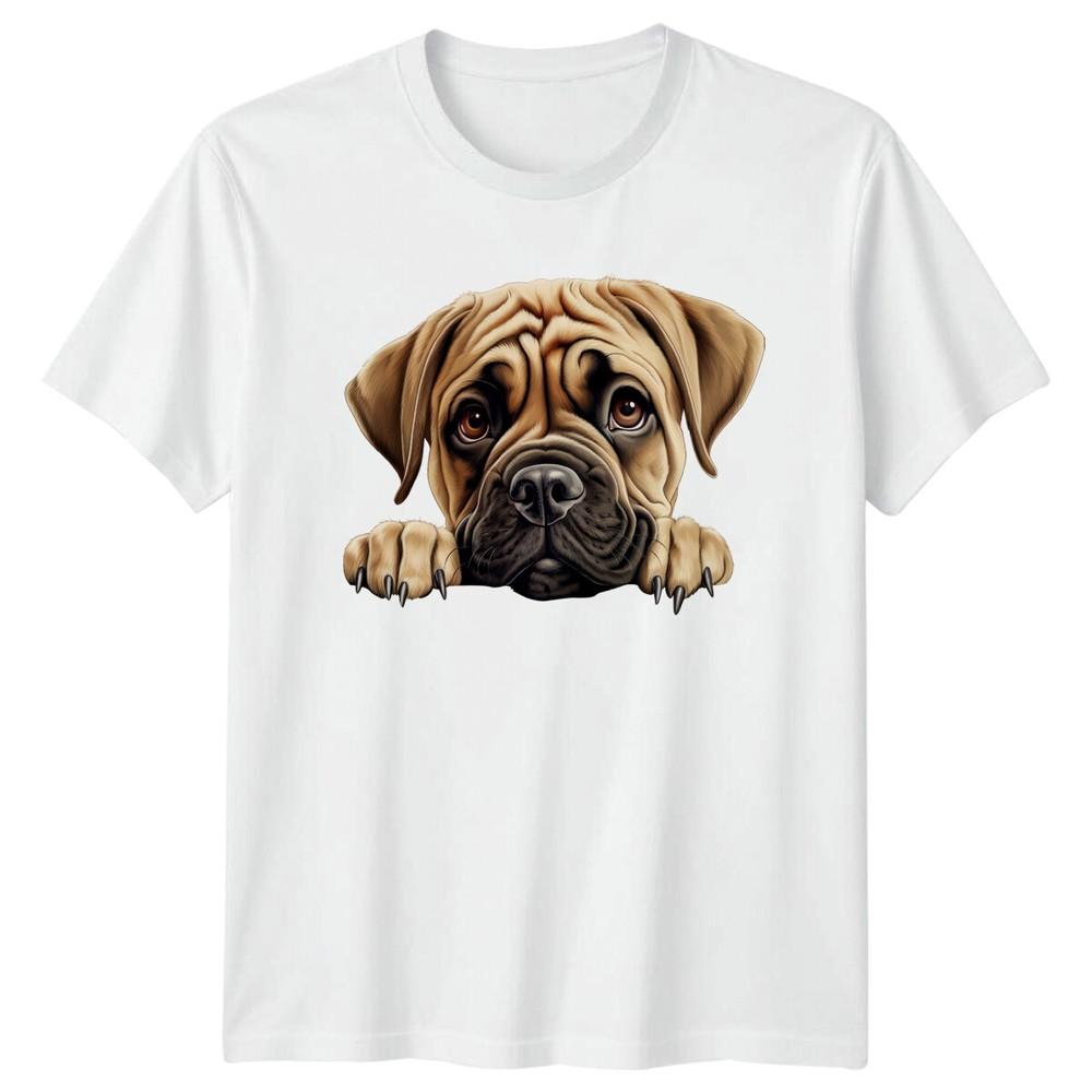 Cute Dog Breed Bullmastiff Puppy Peeking Funny Graphic TShirt