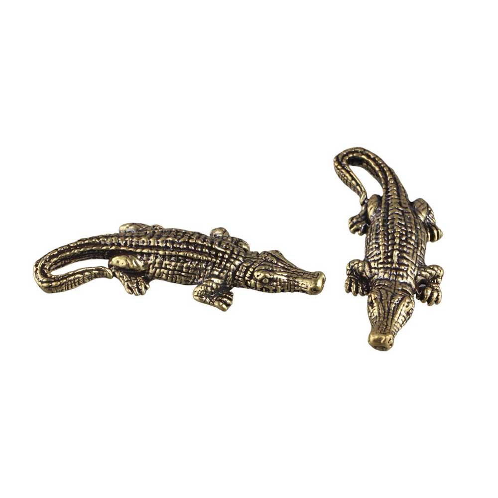 Brass Crocodile Statue Small Key Chain Vivid Animal Model Home Decor