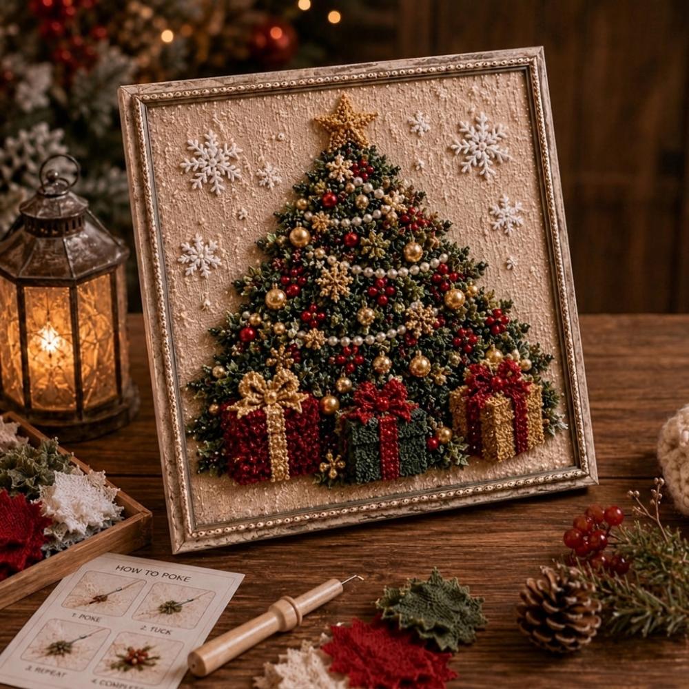 Educational 3D Fabric Embroidery DIY Set Christmas Fabric Art Picture Christmas Party Decor