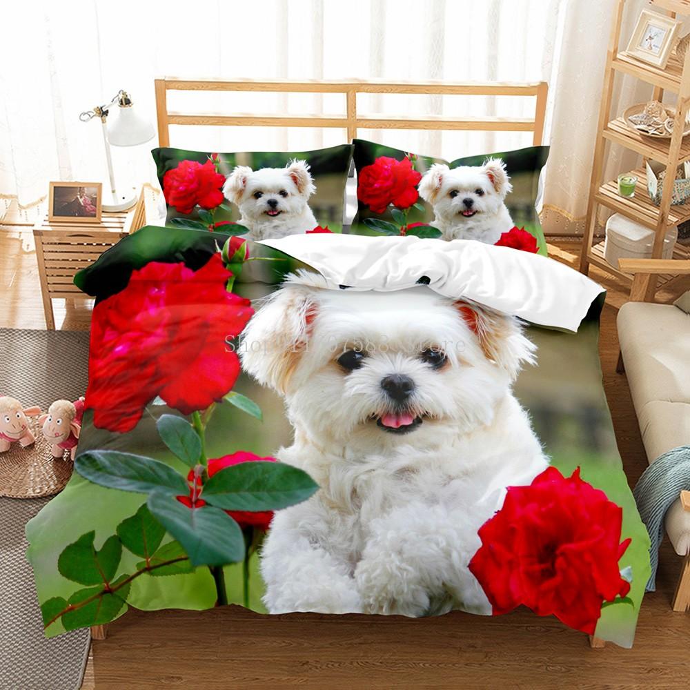 Lovely Dogs Animal 3D Bedding Sets Cute Husky Duvet Quilt Cover Set Kids Comforter Bed Linen Pillowcase Pets Dog