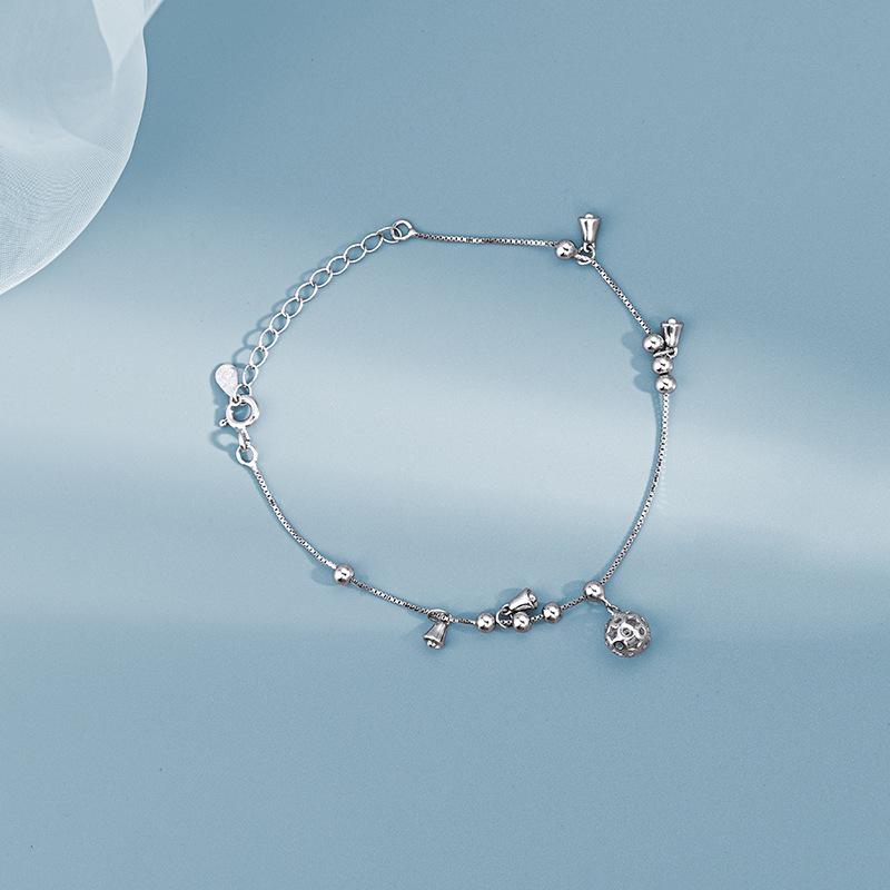 S925 Серебряный ретро-браслет с дворцовым колокольчиком для девочек Ins High-end Girlfriend Интернет-знаменитость, браслет с бусинами