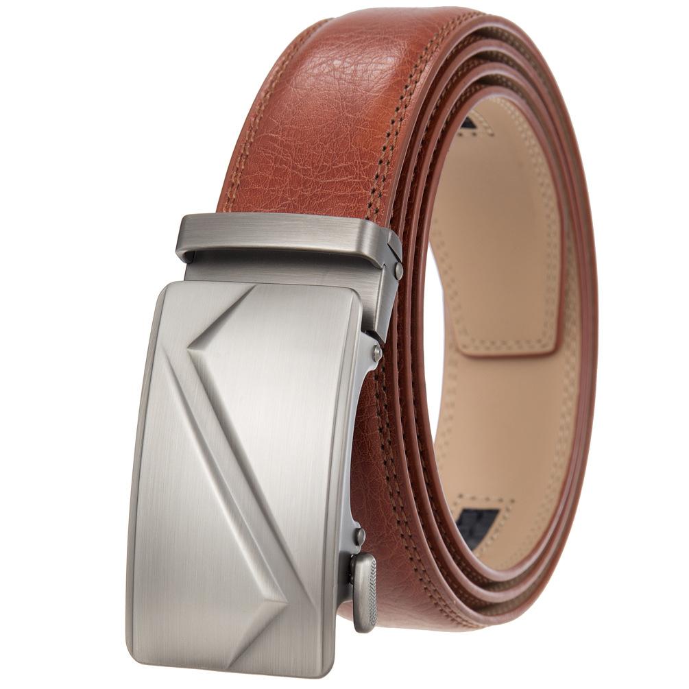 1Pcs Automatic Buckle Business Belt, Simple Men'S Automatic Buckle Belt Alloy Belt Ly36-35351-1
