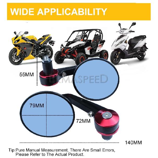 Алюминиевые 7/8 "22 мм мотоциклетные зеркала заднего вида с поворотной ручкой на 360°, сторона заднего вида
