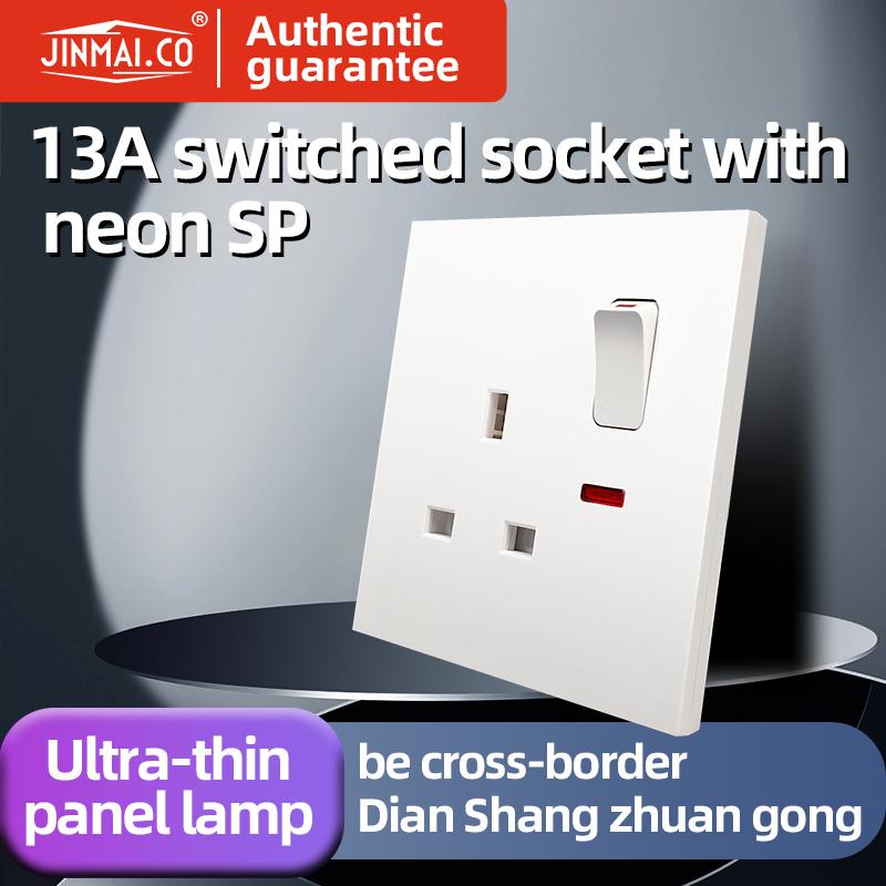 Switches and Socket Factory UK Standard Customized Colors PC Electrical Wall Socket With Neon 250V Flame Retardant Wall Switches