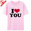 Футболка с принтом I Love You для пары Классическая уличная одежда Футболки с круглым вырезом День Святого Валентина Унисекс Хлопок С коротким рукавом Верх