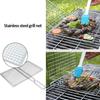 M/L Barbecue Grilling Basket Grill BBQ Net Steak Meat Fish Net Vegetable Silver Iron Mesh Clamp Barbecue Grilling Basket Grill