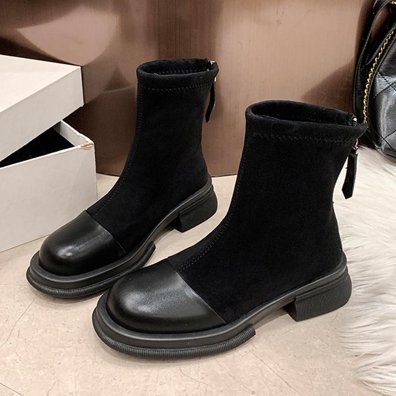 Suede Flats Women Ankle Boots Designer Warm Cotton Shoes Winter New Brand 2025 Trend Classic Goth Gladiator Zipper Botas Mujer