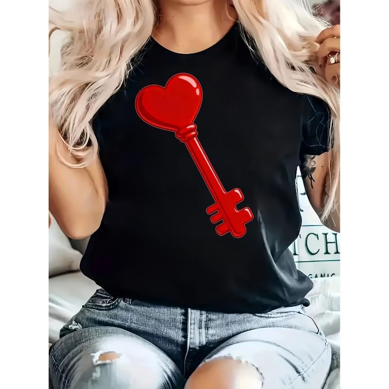 Humorous T-Shirts with a Red Heart Design, Perfect for Casual Wear. Ideal for Both Genders. Wishing Everyone a Joyful Easter!