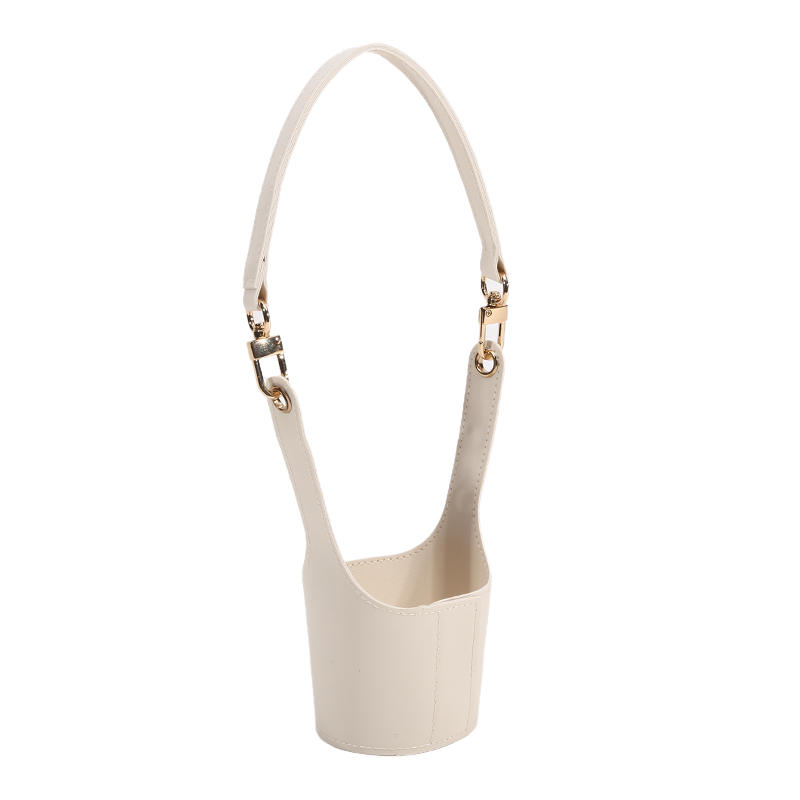 Portable Water Bottle Carrier with Detachable Strap Leather Coffee Cup Holder Bottle Protective Sleeve Bag for Outdoor Camping Travel