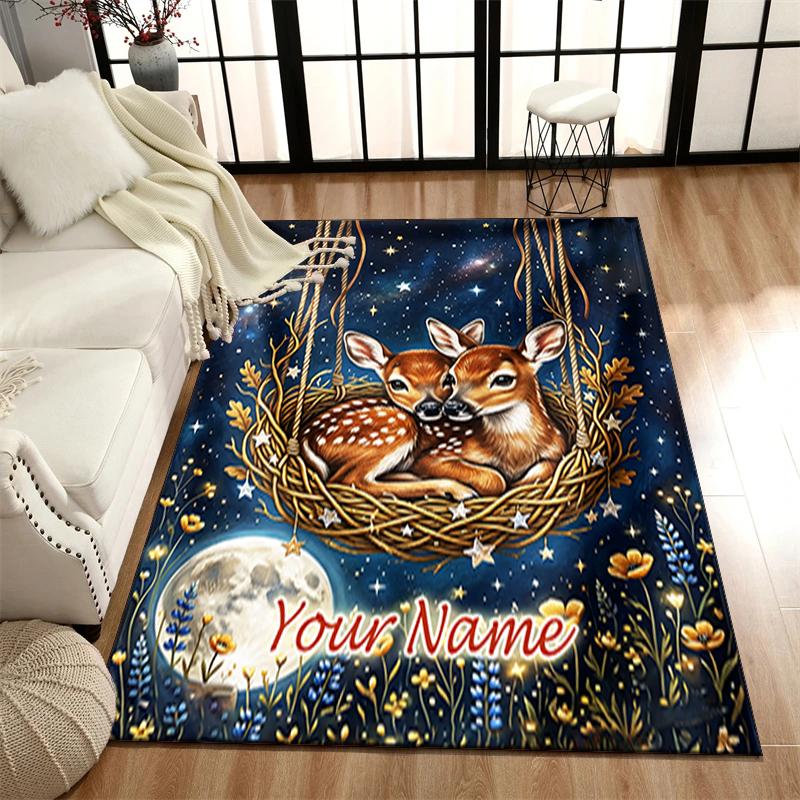 1PC Custom Name Night Sky Dreamscape Theme Floor Mat Ideal for Living Room, Game Rooms, Office, Bedroom,Floor Mat Playful Design