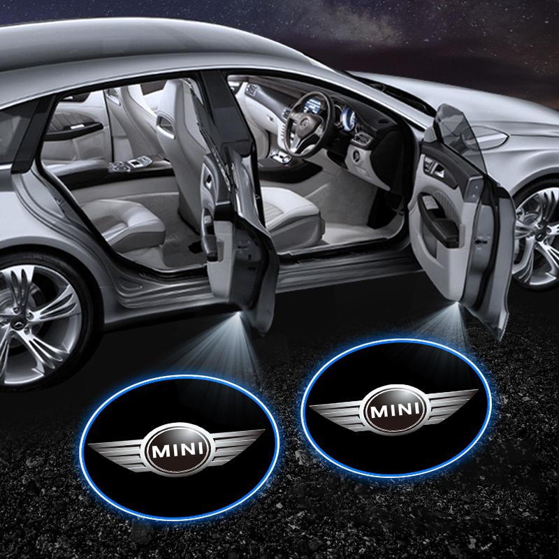 2 шт. Проекционные лампы на двери автомобиля Эмблема Светодиодная приветственная подсветка Автостайлинг Для MINI F54 F55 F56 R56 R60 SONE Roadster Clubman Coupe