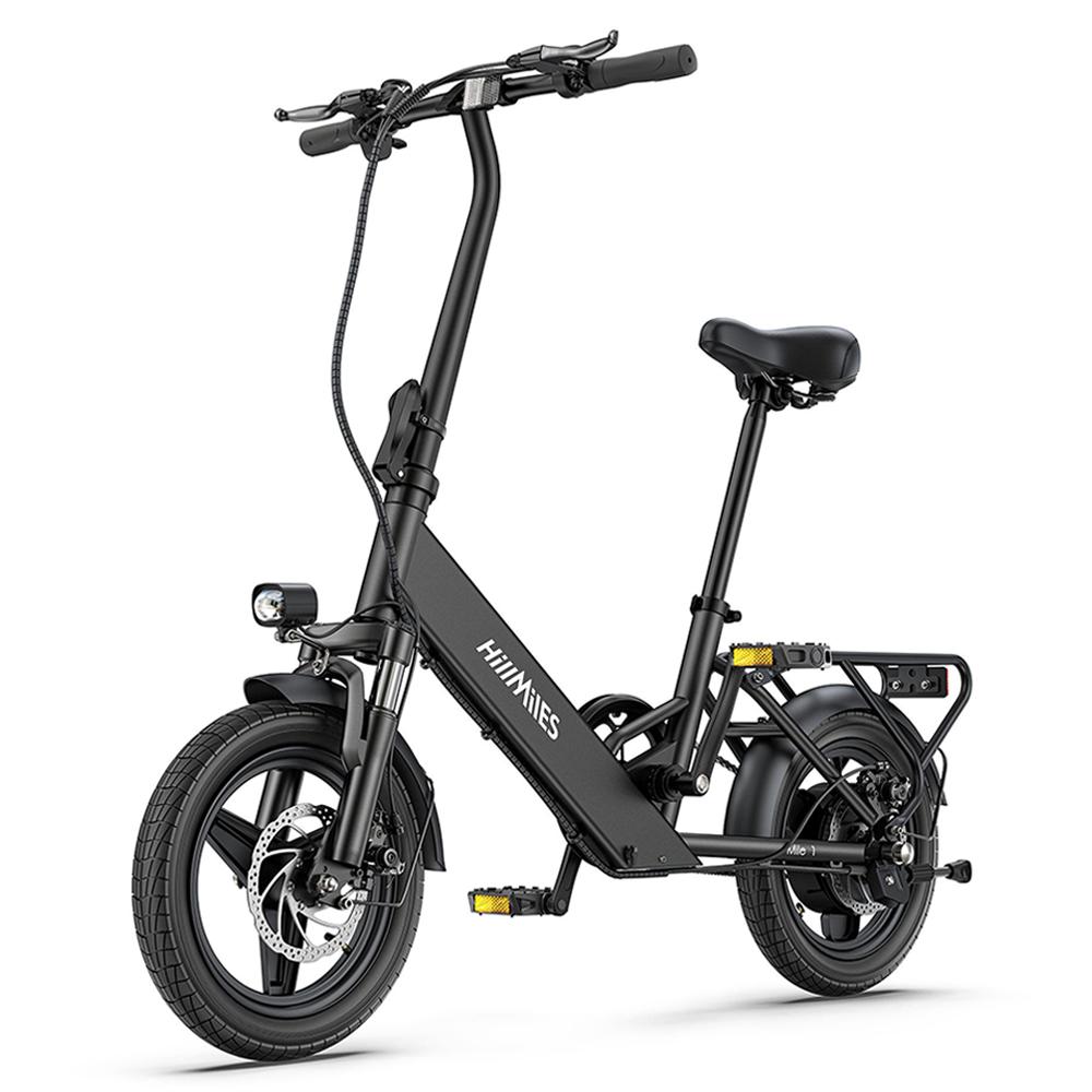 HillMiles Mile 1 14" Portable Folding Electric Bicycle with 250W 36V10.4Ah, Disc Brakes, Step-Through Frame for Daily Commute & Leisure