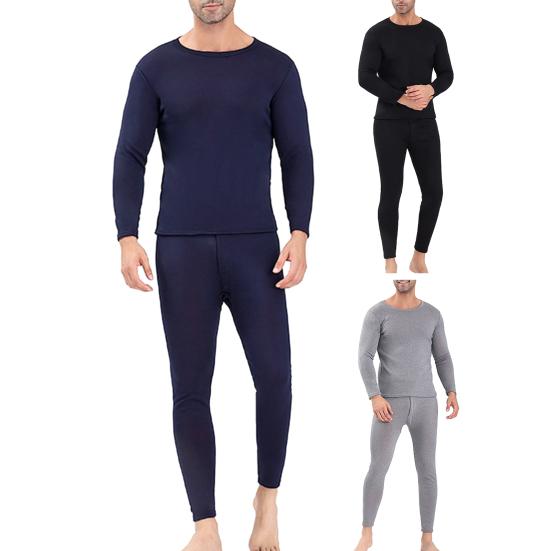 1 комплект мужского зимнего термобелья, утепленный, облегающий, удобный, прочный тканевый топ, брючный костюм