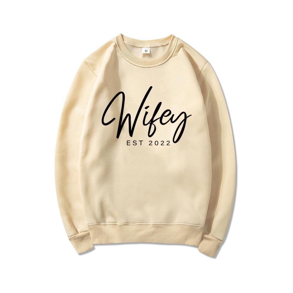 Новые толстовки для жены, пуловер, свитшот Wifey Est, свитшот для помолвки, подарок для свадебного душа, персональный свадебный подарок