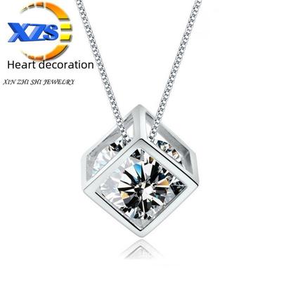Корейская версия Love Cube Diamond Zircon кулон ожерелье для женщин
