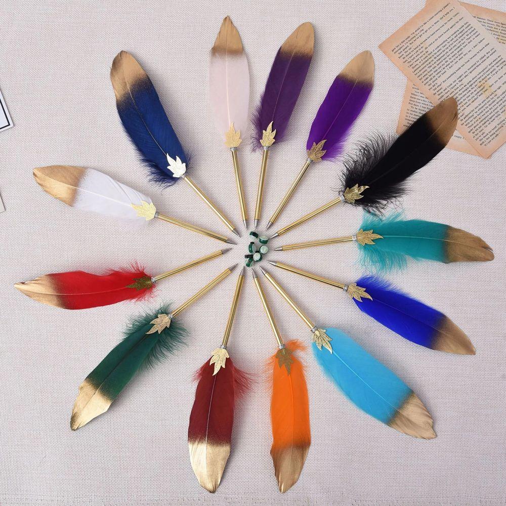 Writing Supplies Feather Ballpoint Student Stationery Writing Pen Feather Decor 0.5mm Ballpoint Pen
