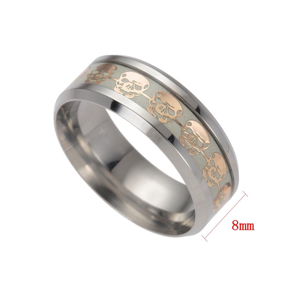 Панк Светящееся в темноте Мужчины Женщины Нержавеющая сталь Дизайн Черепа Светящийся Ремешок Кольцо Пальца Ювелирные изделия